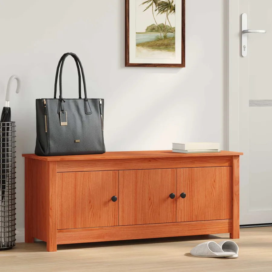 Cabinet à chaussures Brun Ciré 110 x 38 x 45,5 cm Pin massif