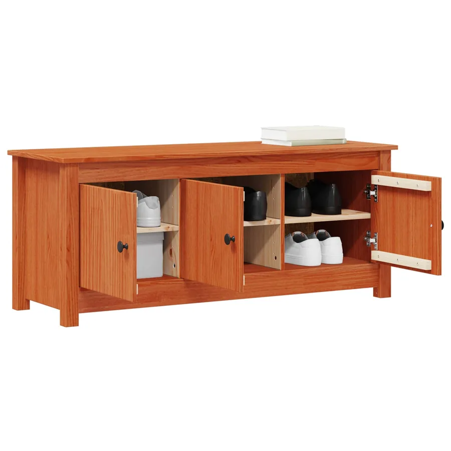 Cabinet à chaussures Brun Ciré 110 x 38 x 45,5 cm Pin massif - 3