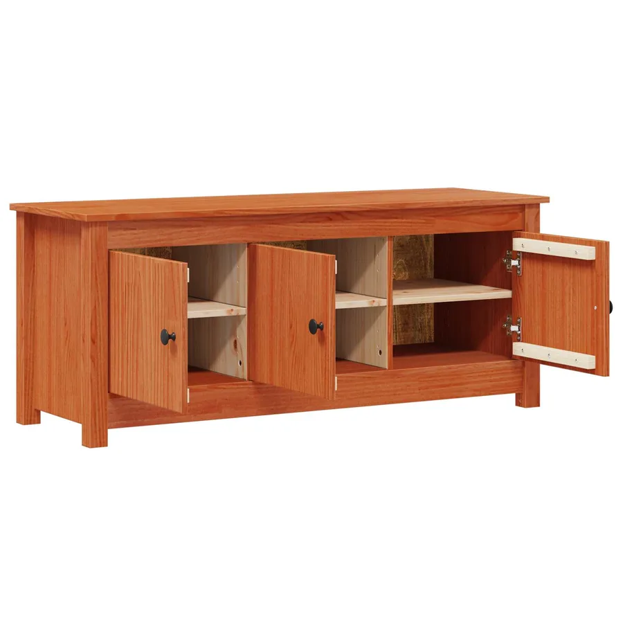 Cabinet à chaussures Brun Ciré 110 x 38 x 45,5 cm Pin massif - 6