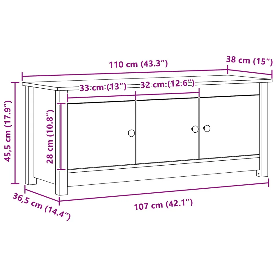 Cabinet à chaussures Brun Ciré 110 x 38 x 45,5 cm Pin massif - 8
