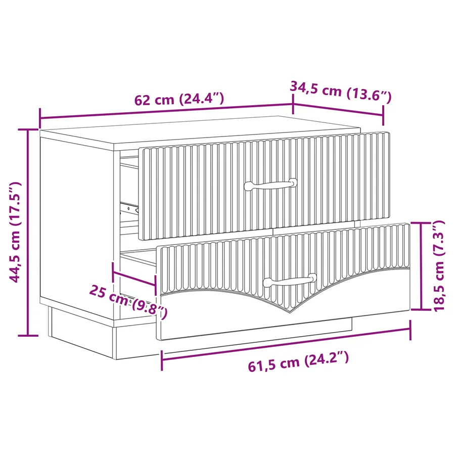Cabinet de chevet avec tiroir Chêne Sonoma 62 x 34,5 x 44,5 cm - 10