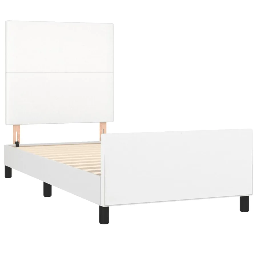 Cadre de lit sans matelas blanc 100x200 cm similicuir - 4