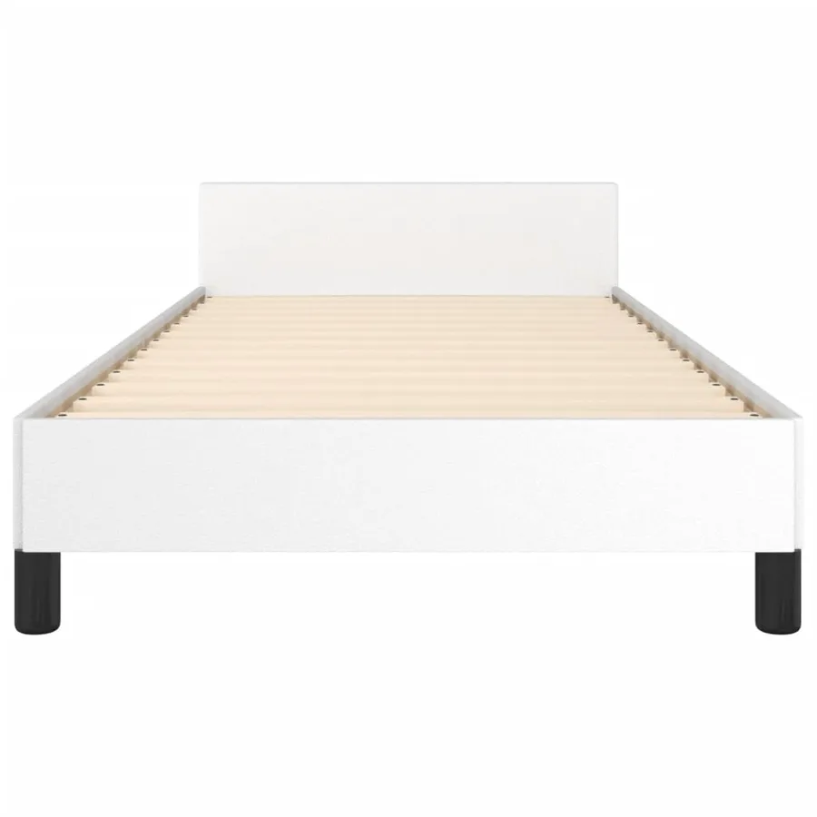 Cadre de lit sans matelas blanc 100x200 cm similicuir - 6