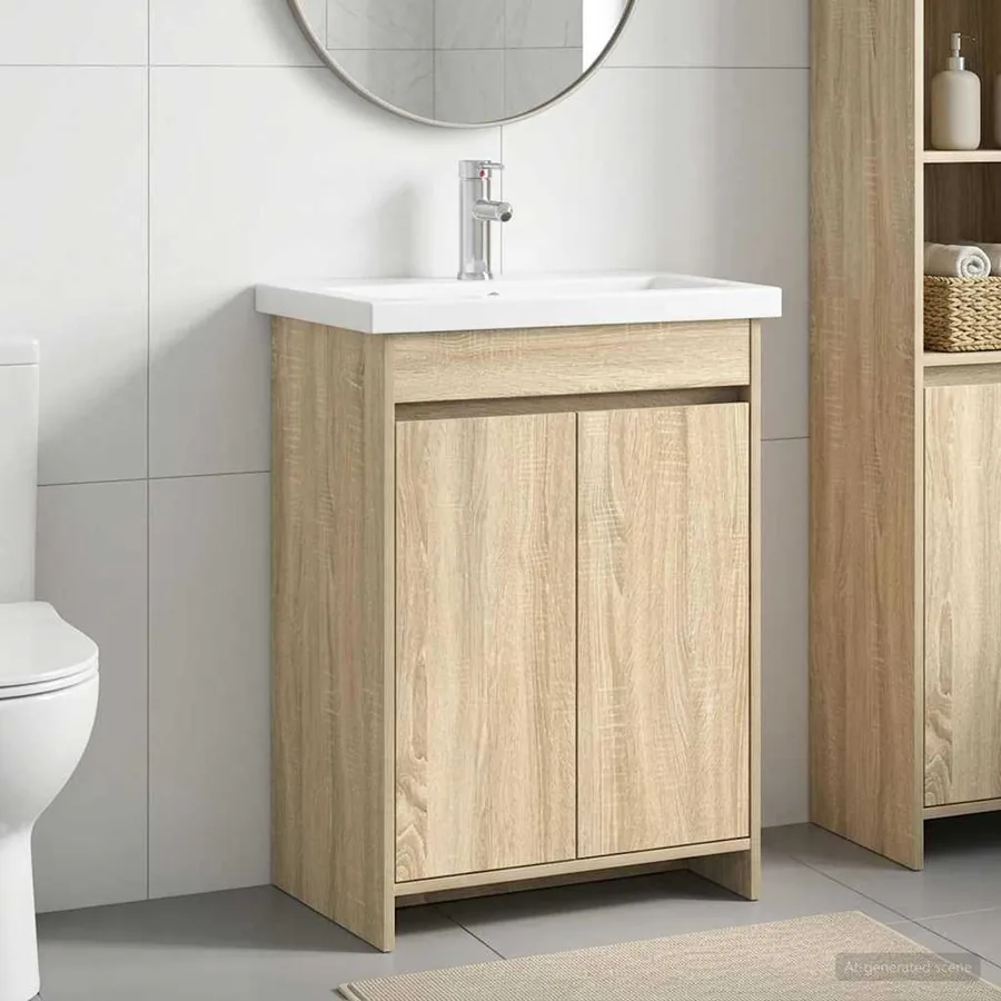Ensemble de mobilier de salle de bain Chêne Sonoma