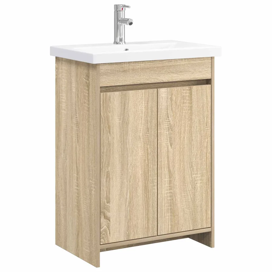 Ensemble de mobilier de salle de bain Chêne Sonoma - 2