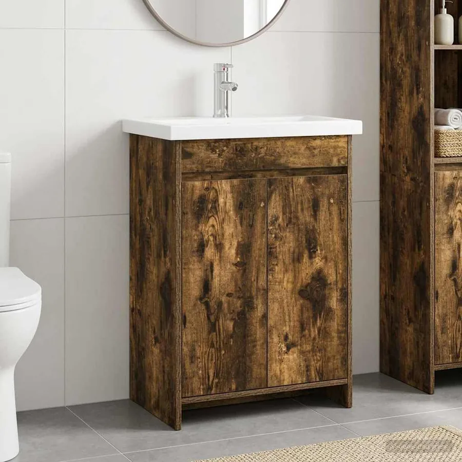 Ensemble de mobilier de salle de bain Chêne fumé