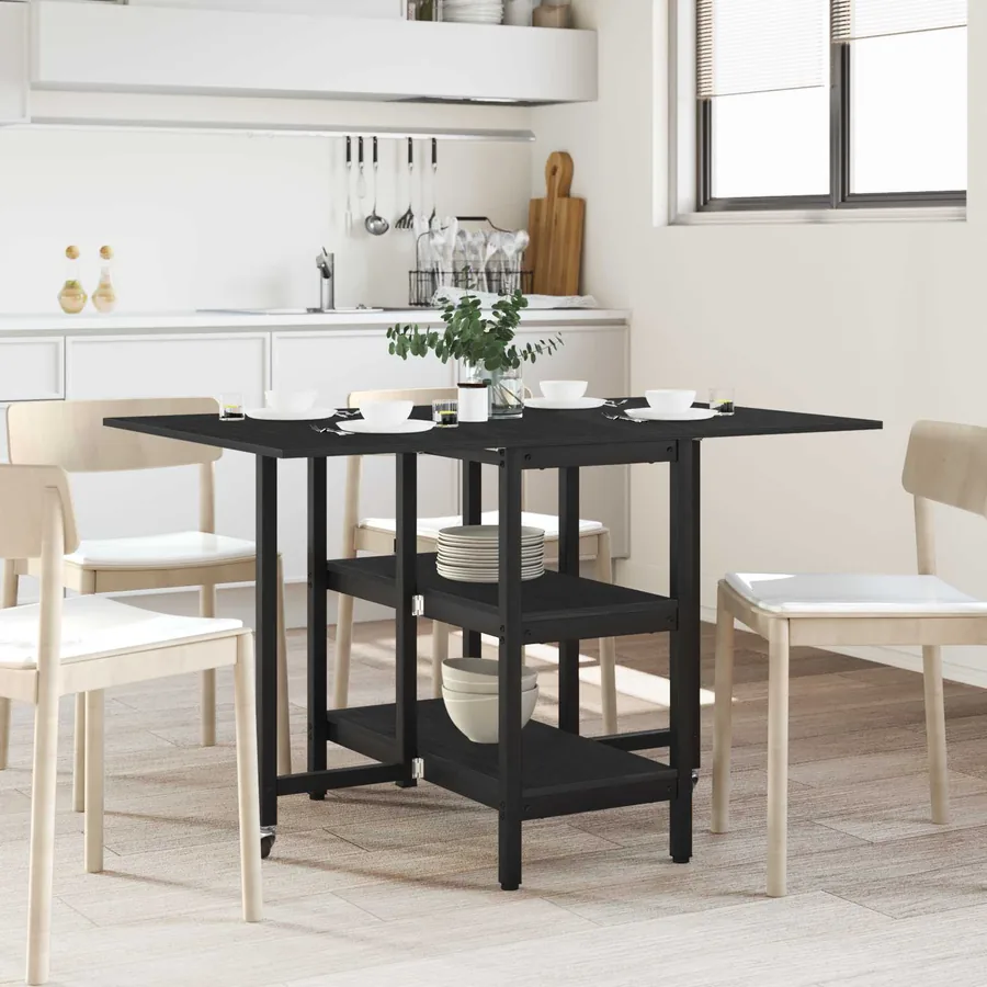 Table à dîner 122 x 80 x 76,5 cm Bois d'ingénierie Chêne noir