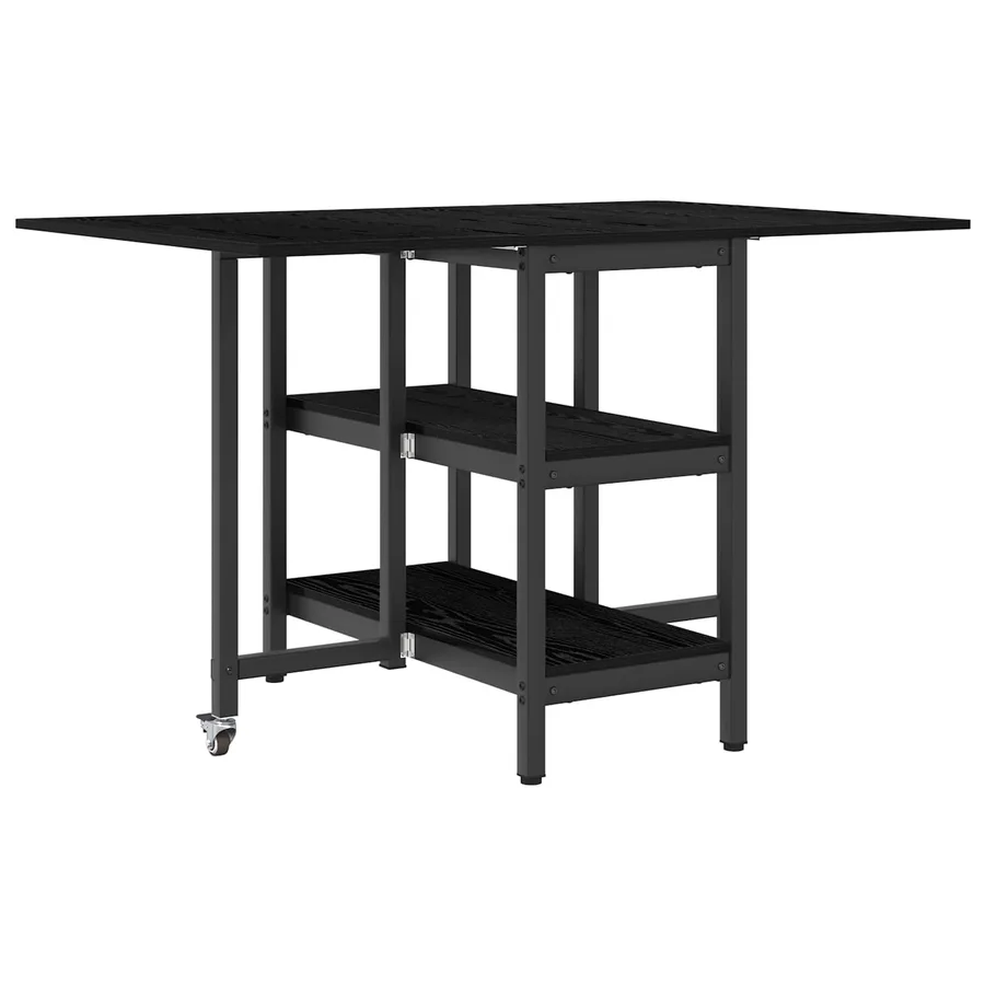 Table à dîner 122 x 80 x 76,5 cm Bois d'ingénierie Chêne noir - 2