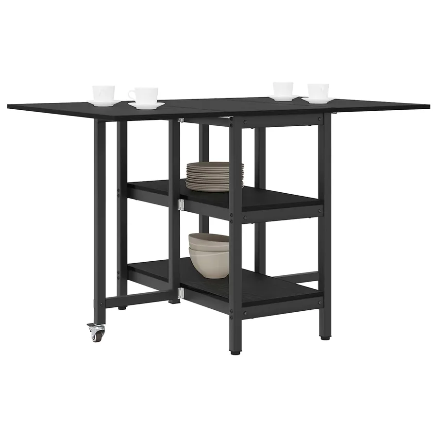 Table à dîner 122 x 80 x 76,5 cm Bois d'ingénierie Chêne noir - 3