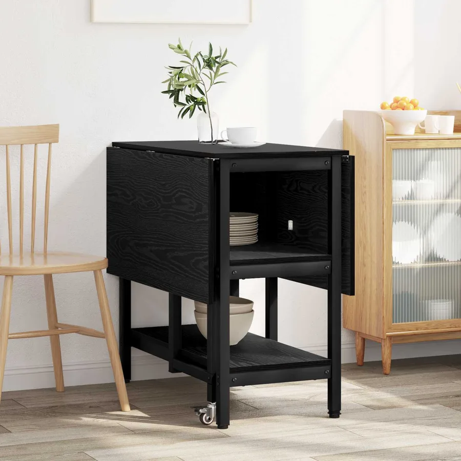 Table à dîner 122 x 80 x 76,5 cm Bois d'ingénierie Chêne noir - 4