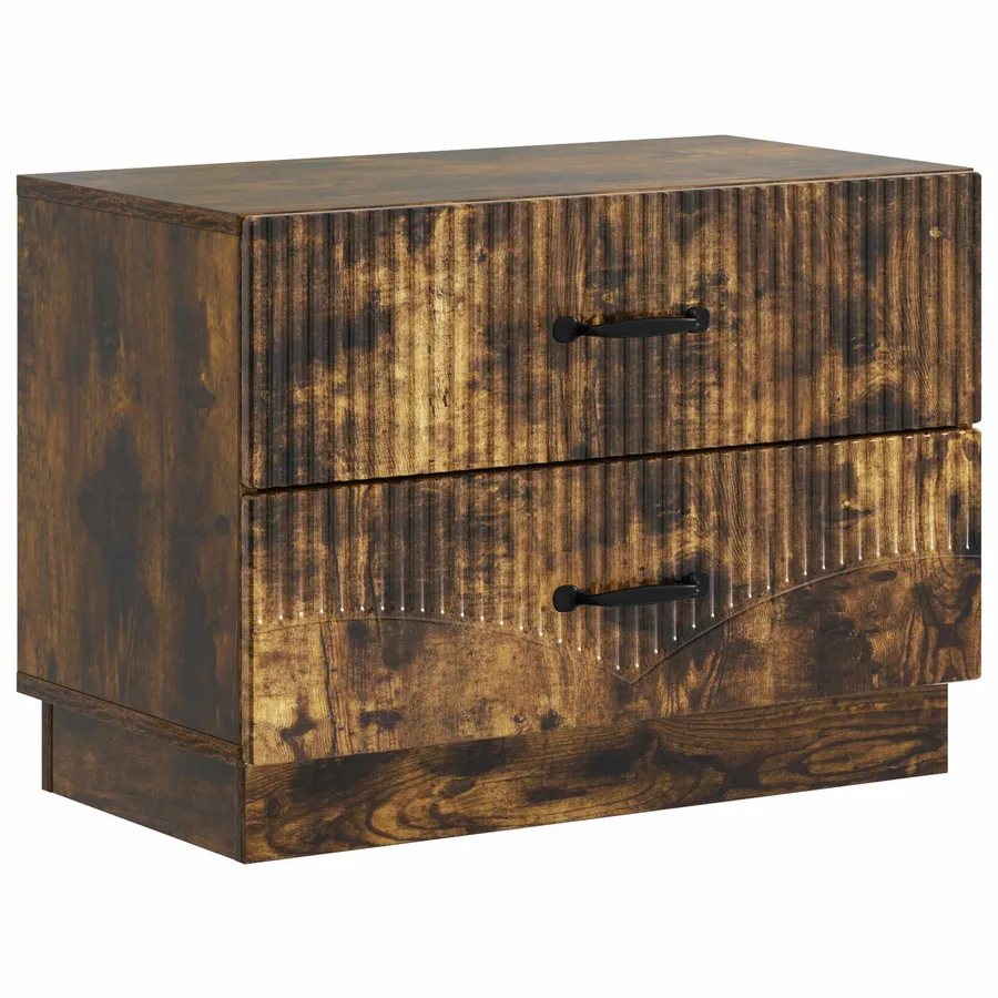 Cabinet de chevet avec tiroir Chêne fumé 62 x 34,5 x 44,5 cm - 2