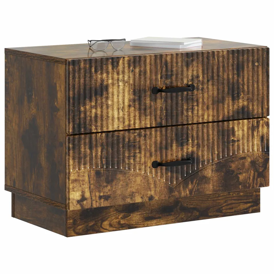 Cabinet de chevet avec tiroir Chêne fumé 62 x 34,5 x 44,5 cm - 3