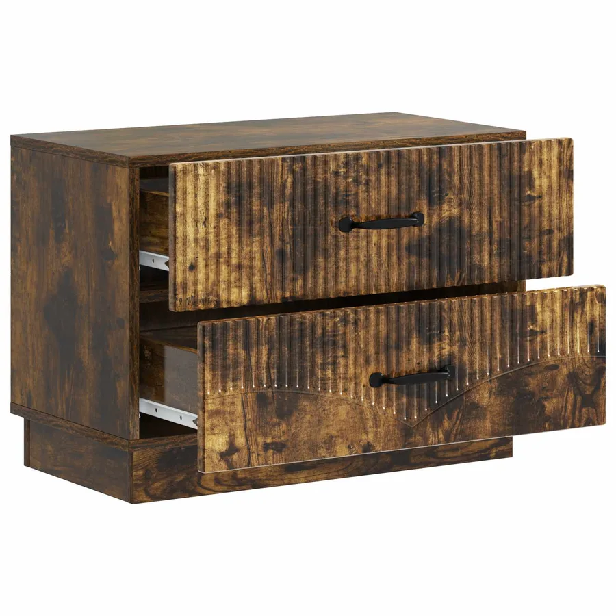 Cabinet de chevet avec tiroir Chêne fumé 62 x 34,5 x 44,5 cm - 4
