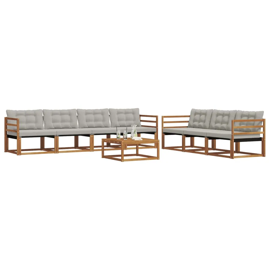Ensemble de canapés d'extérieur 8 pcs Gris Naturel et Clair - 3