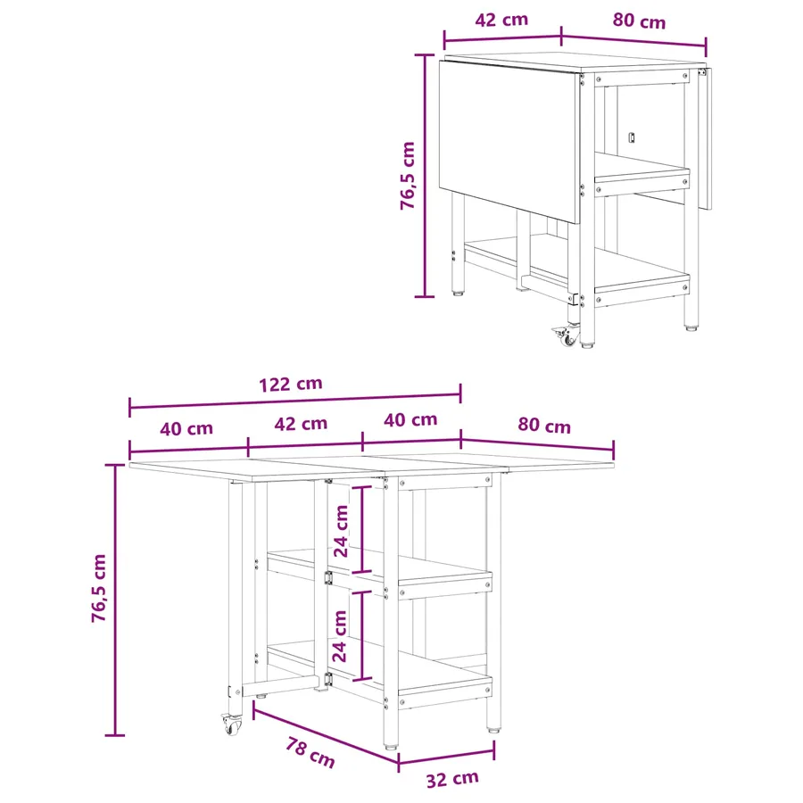 Table à dîner 122 x 80 x 76,5 cm Bois d'ingénierie - 12