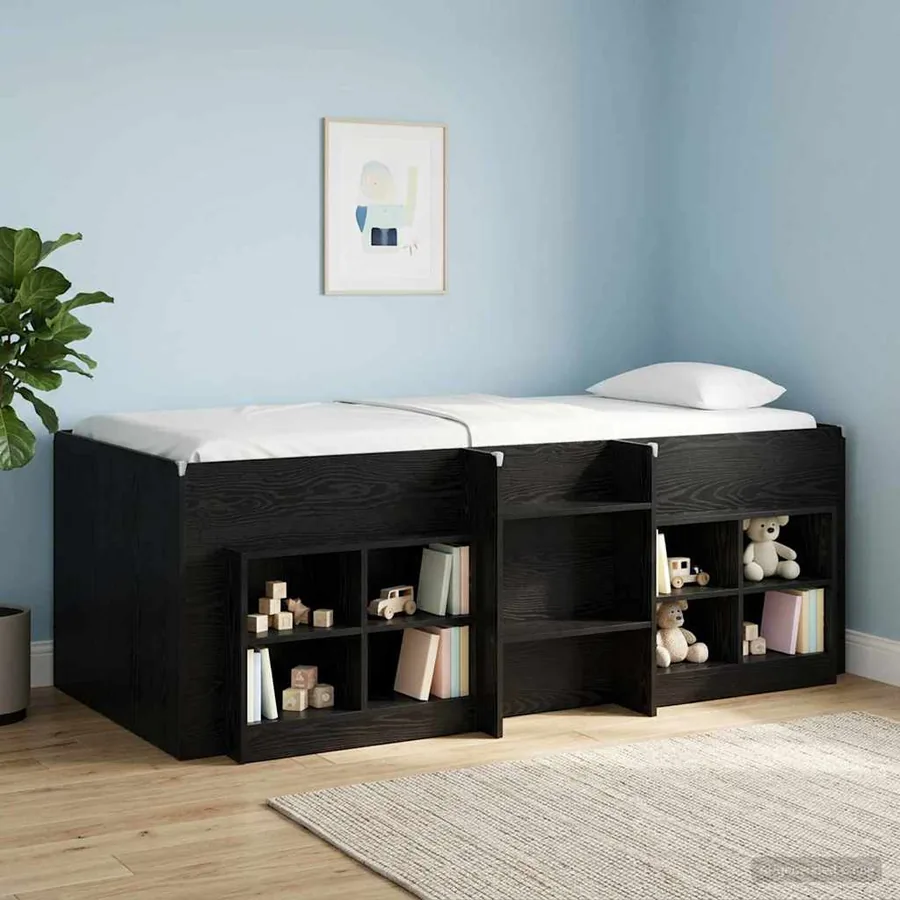 Cadre de Lit Élevé pour Enfants Chêne noir 90 x 190 cm