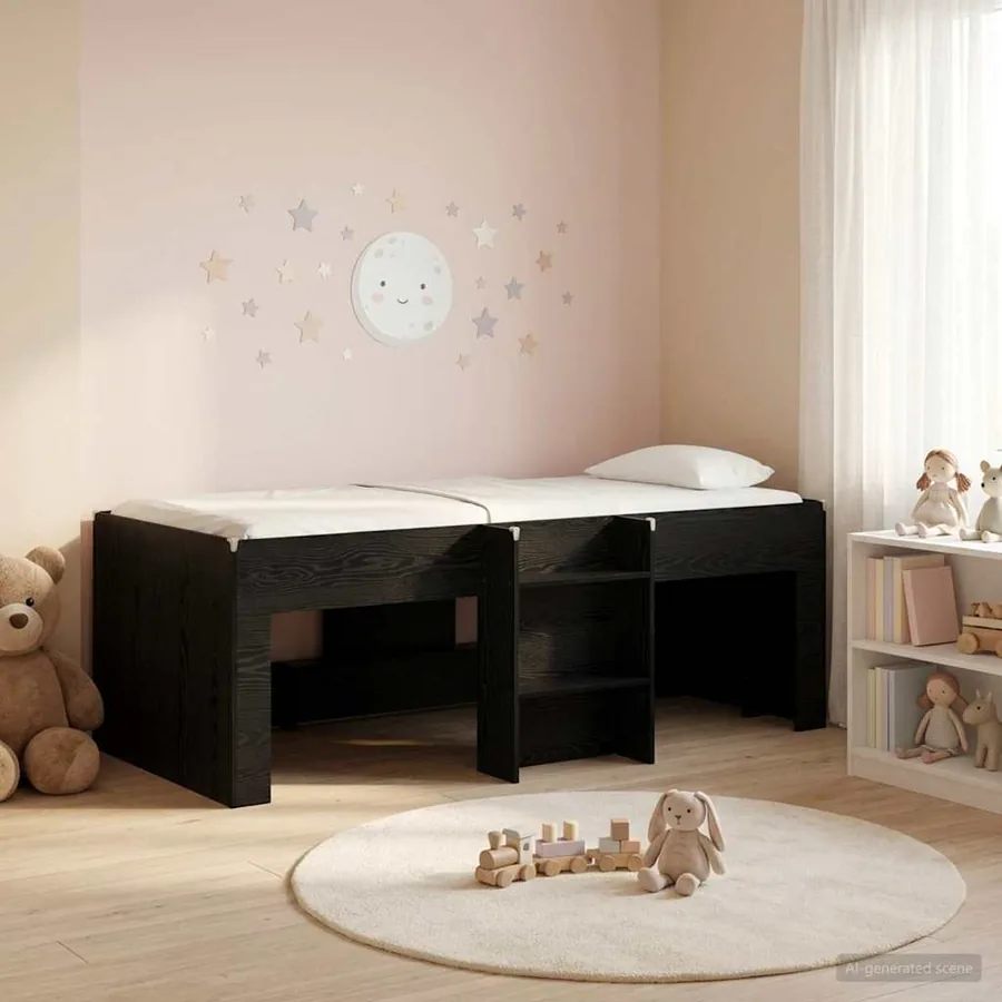 Cadre de Lit Élevé pour Enfants Chêne noir 90 x 200 cm