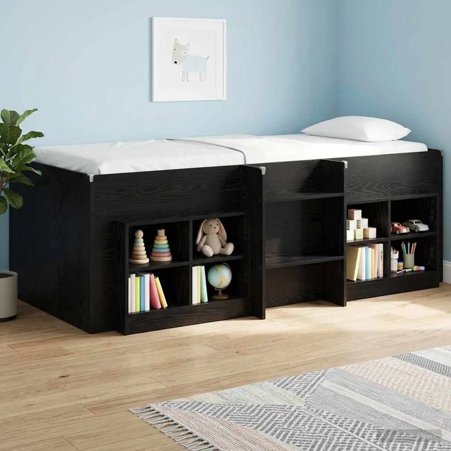Cadre de Lit Élevé pour Enfants Chêne noir 90 x 200 cm - 3
