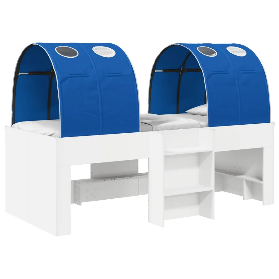 Lit avec Tunnel 3 pc Blanc et bleu Bois d'ingénierie - 2