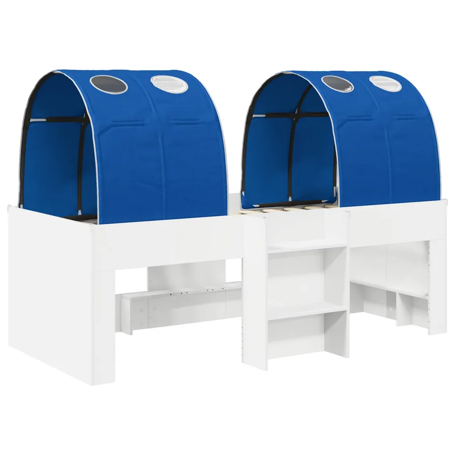 Lit avec Tunnel 3 pc Blanc et bleu Bois d'ingénierie - 3