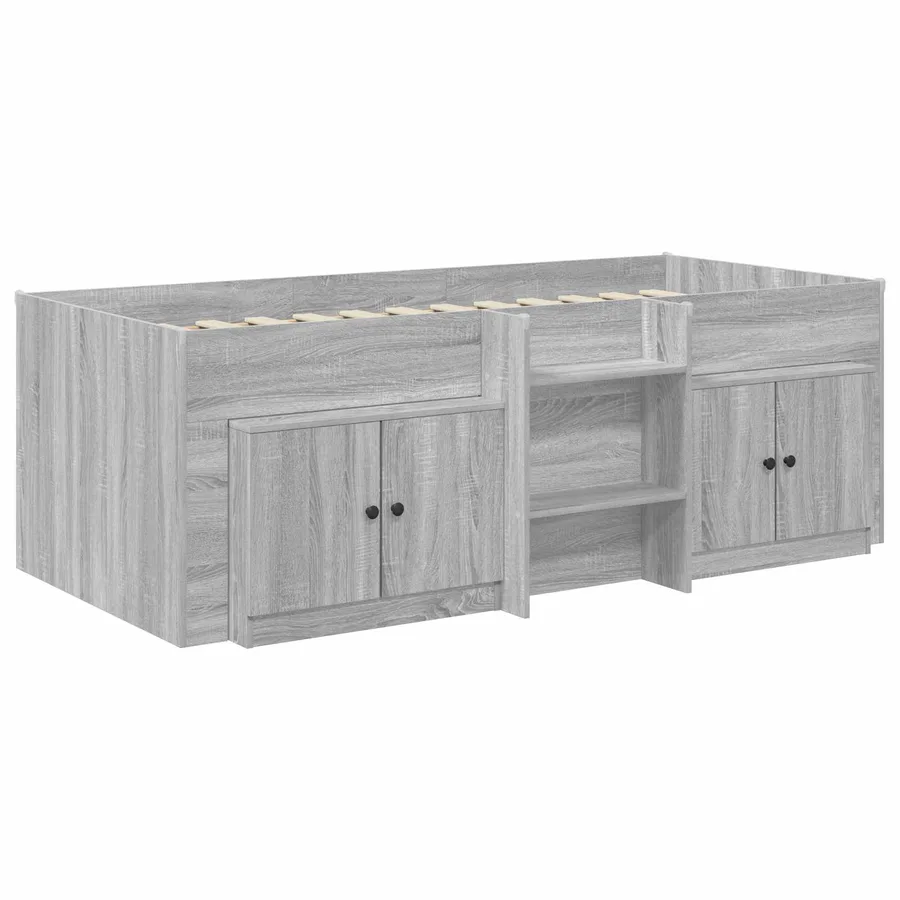 Cadre de lit en loft avec armoire avec porte 3 pc Sonoma gris - 3
