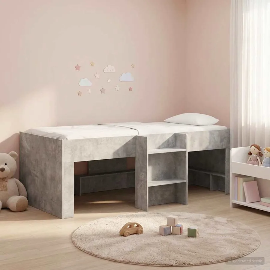 Cadre de Lit Élevé pour Enfants Gris béton 90 x 190 cm - 3