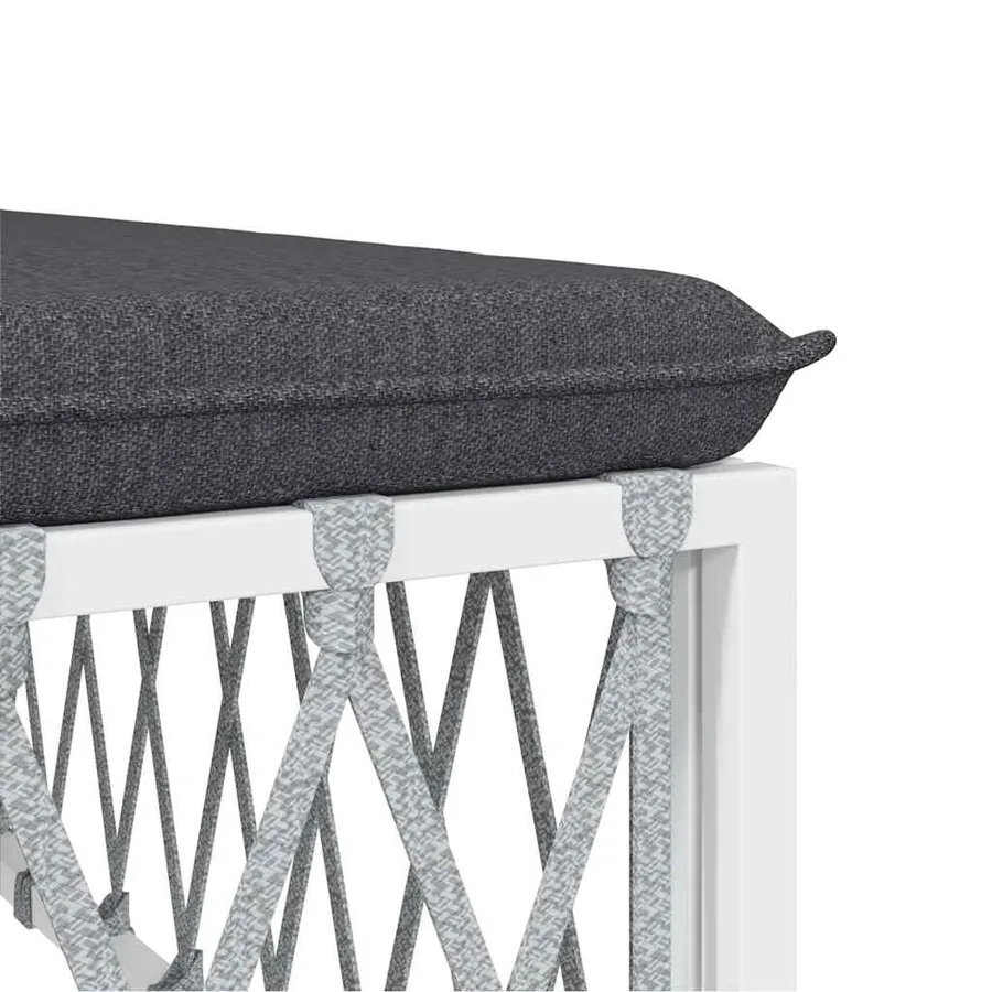 Canapé d'angle de jardin avec coussins blanc tissu tissé - 6