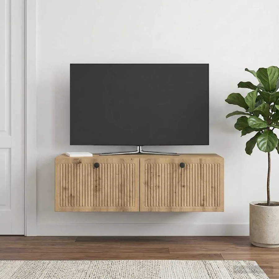 Meuble TV mural 98 x 41 x 30 cm Chêne artisanal