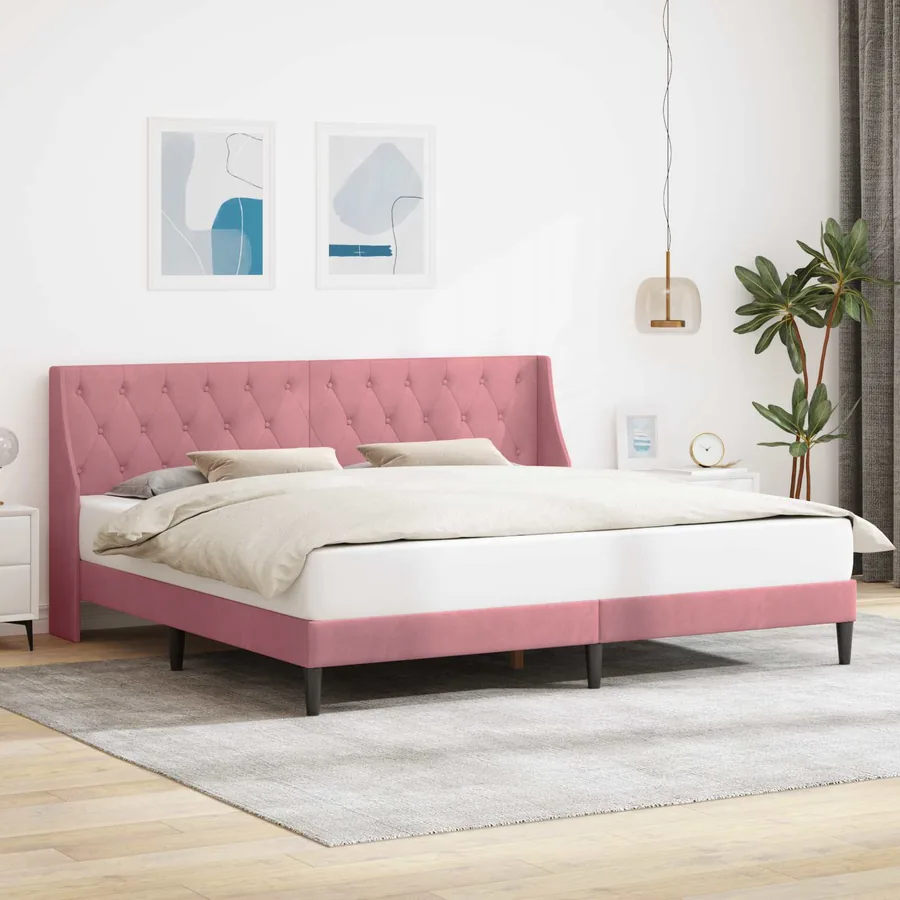 Cadre de lit avec tête de lit Rose 180 x 200 cm Velours