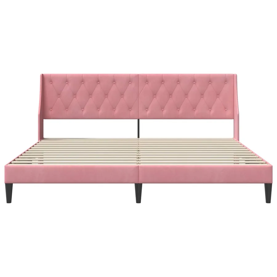 Cadre de lit avec tête de lit Rose 180 x 200 cm Velours - 4