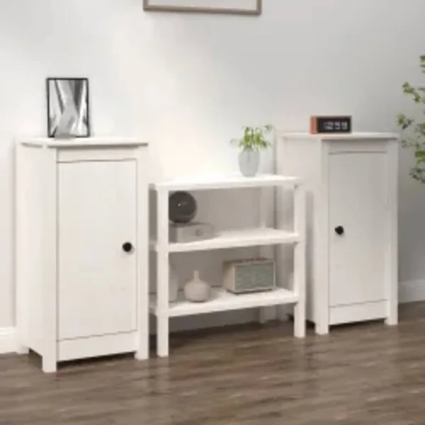 Buffets 2 pcs blanc 39x35x80 cm bois massif de pin