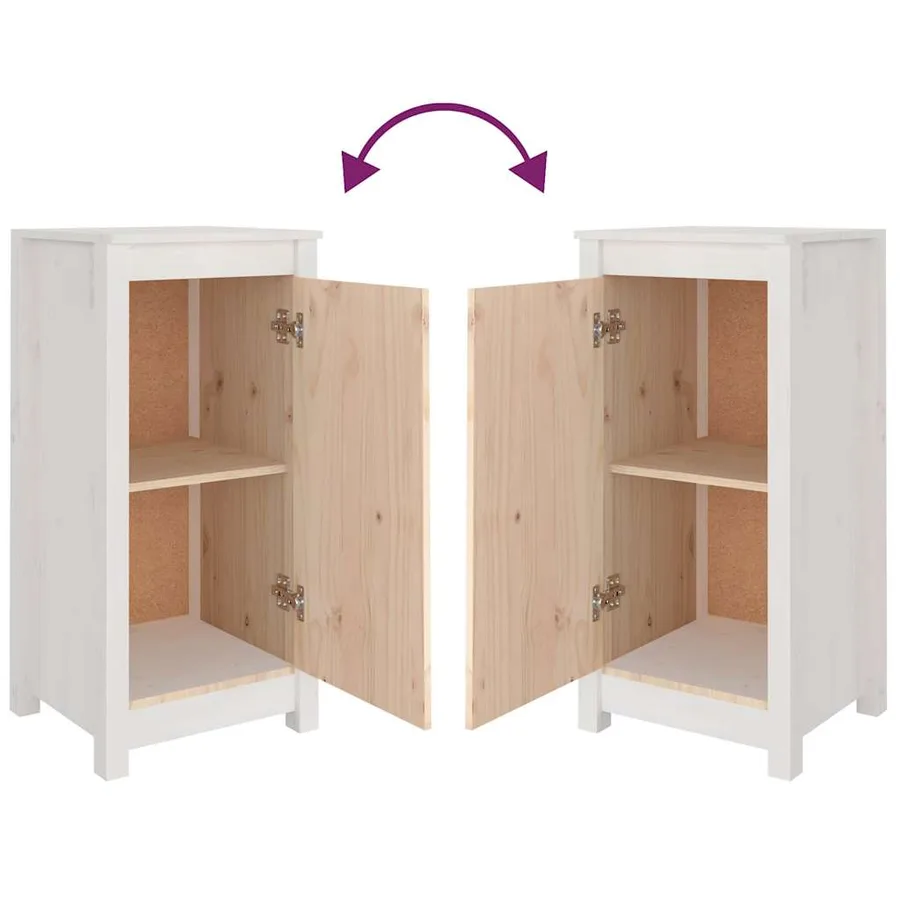 Buffets 2 pcs blanc 39x35x80 cm bois massif de pin - 14