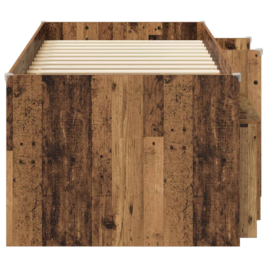 Cadre de lit en loft avec armoire avec porte 3 pc Bois ancien - 4