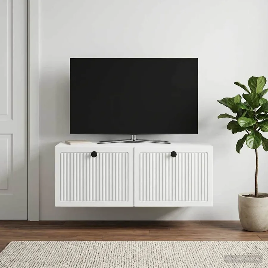 Meuble TV mural Blanc 78,5 x 41 x 30 cm Bois d'ingénierie