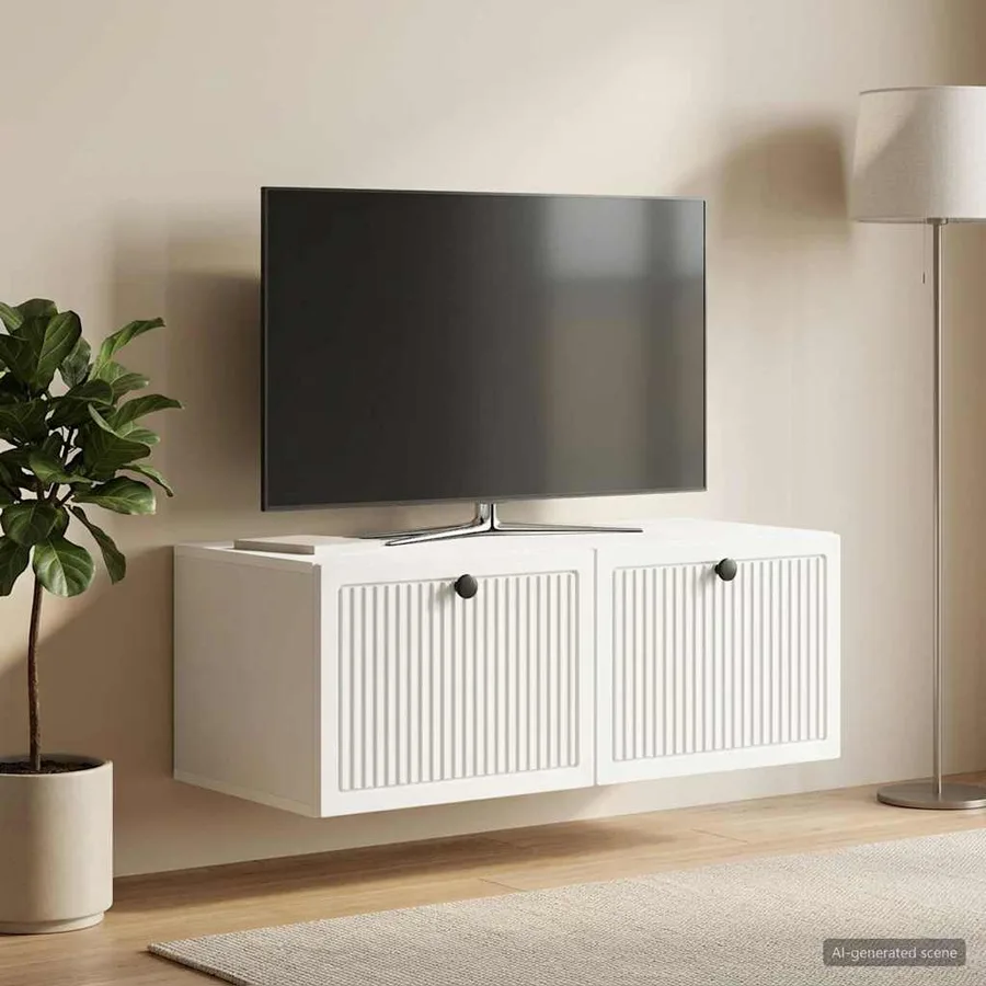 Meuble TV mural Blanc 78,5 x 41 x 30 cm Bois d'ingénierie - 4