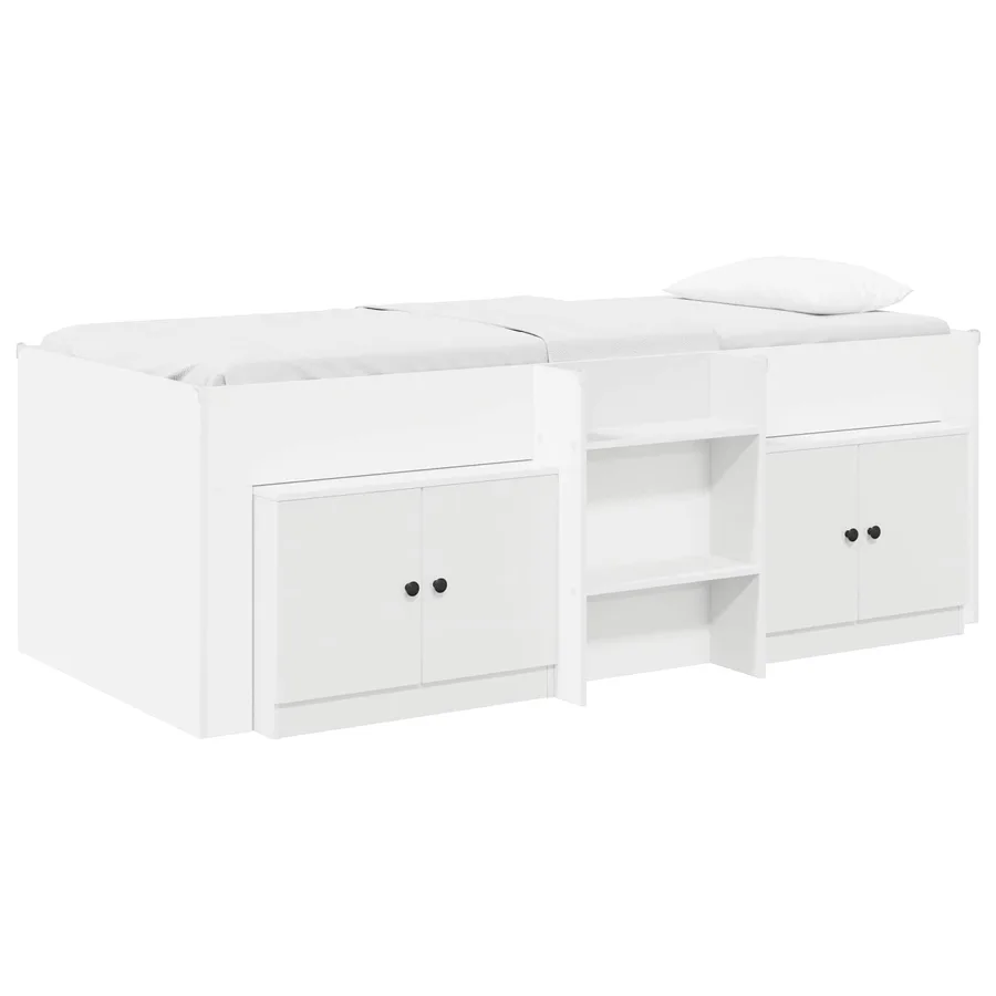Cadre de lit en loft avec armoire 3 pc Blanc Bois d'ingénierie - 2