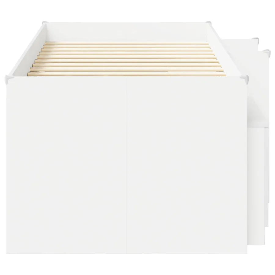 Cadre de lit en loft avec armoire 3 pc Blanc Bois d'ingénierie - 4