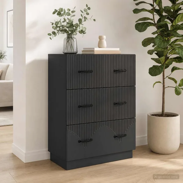 Armoire à tiroirs Noir 66 x 34,5 x 87 cm Bois d'ingénierie