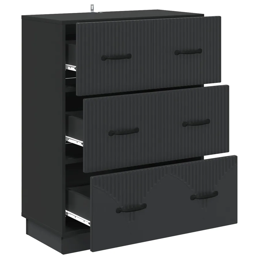 Armoire à tiroirs Noir 66 x 34,5 x 87 cm Bois d'ingénierie - 5