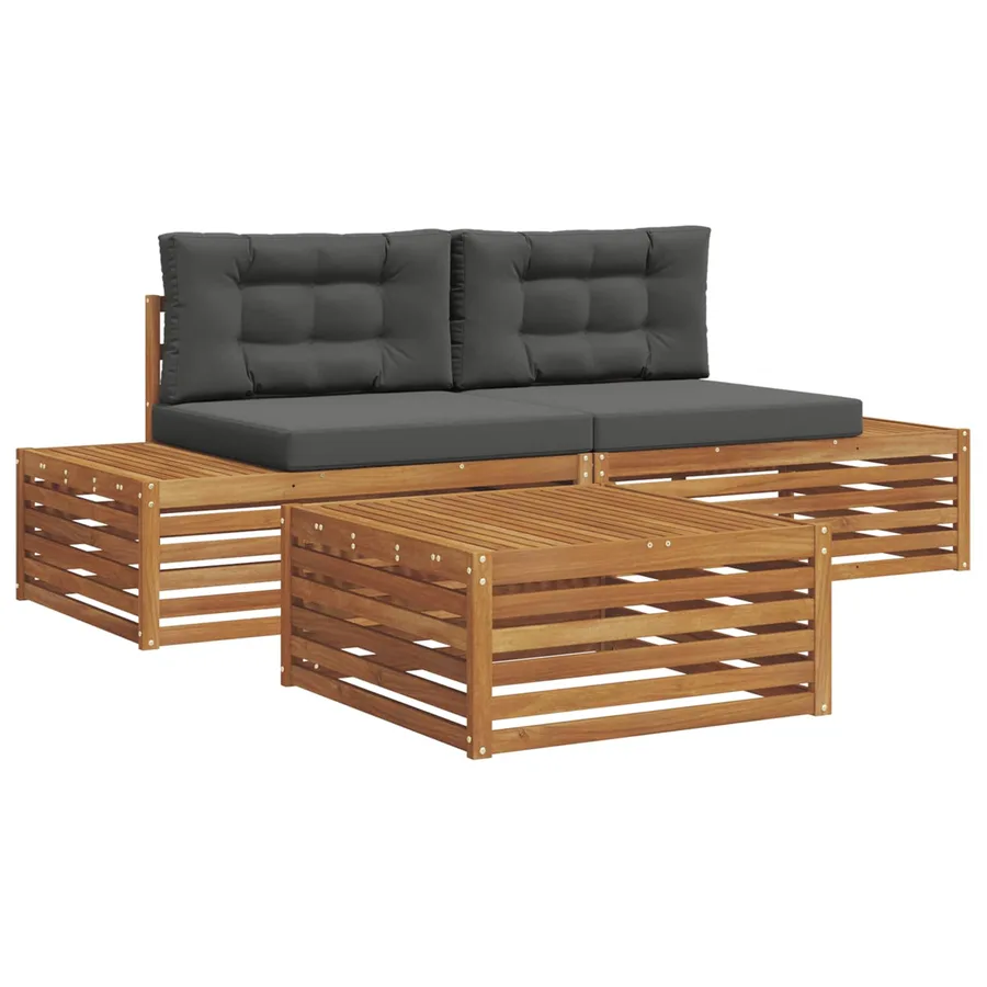Ensemble de canapés d'extérieur 3 Pièce Naturel et Anthracite - 2