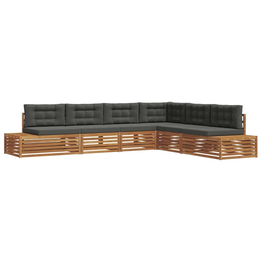 Ensemble de canapés d'extérieur 6 Pièce Naturel et Anthracite - 2