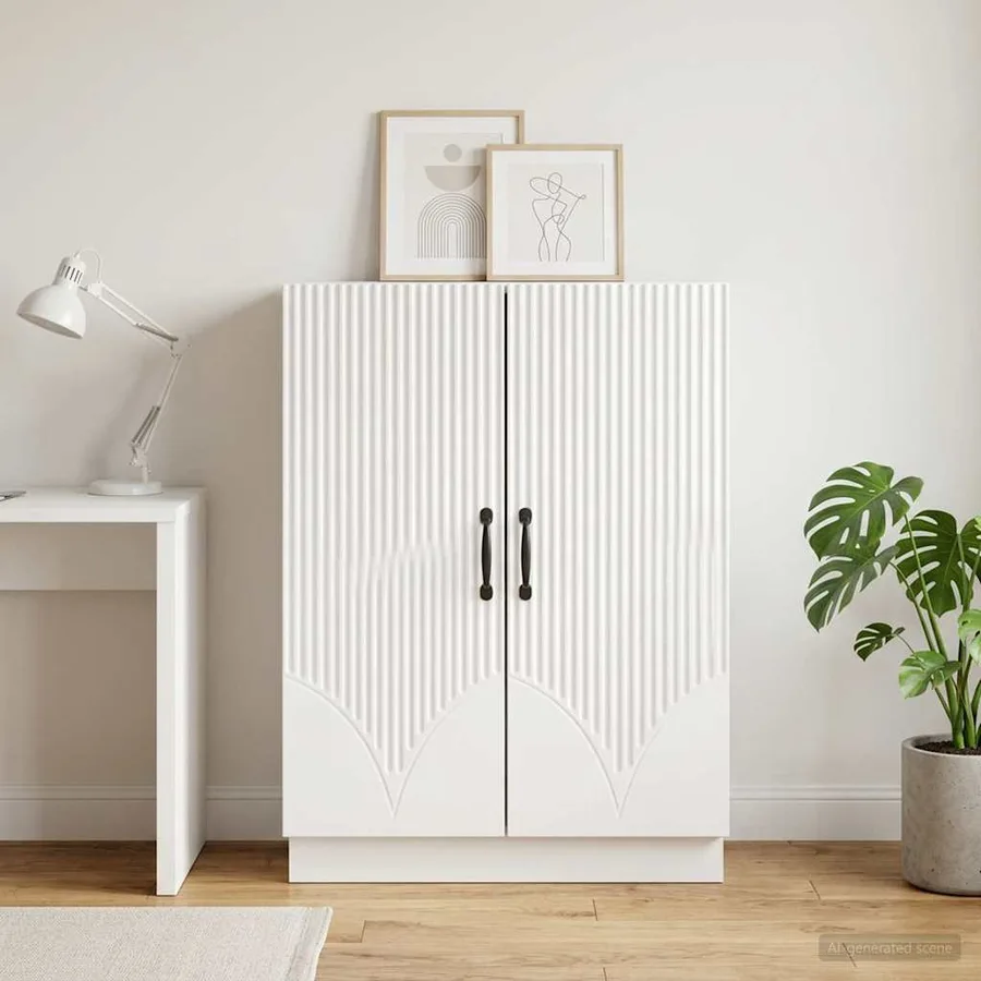 Buffet Blanc 66 x 34,5 x 87 cm Bois d'ingénierie - 4