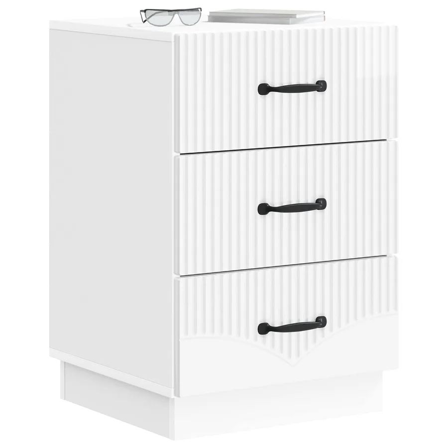 Cabinet de chevet avec tiroir Blanc brillant 43 x 41 x 63,5 cm - 3