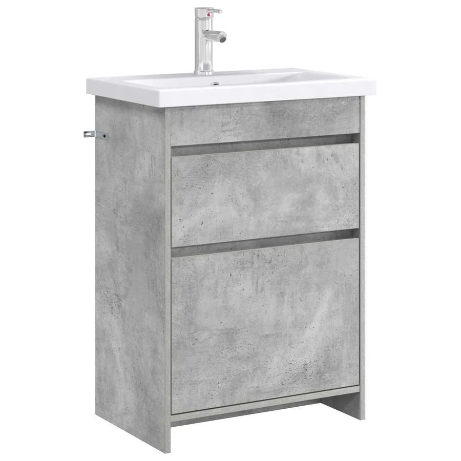 Meuble sous lavabo de salle de bain Gris béton - 3
