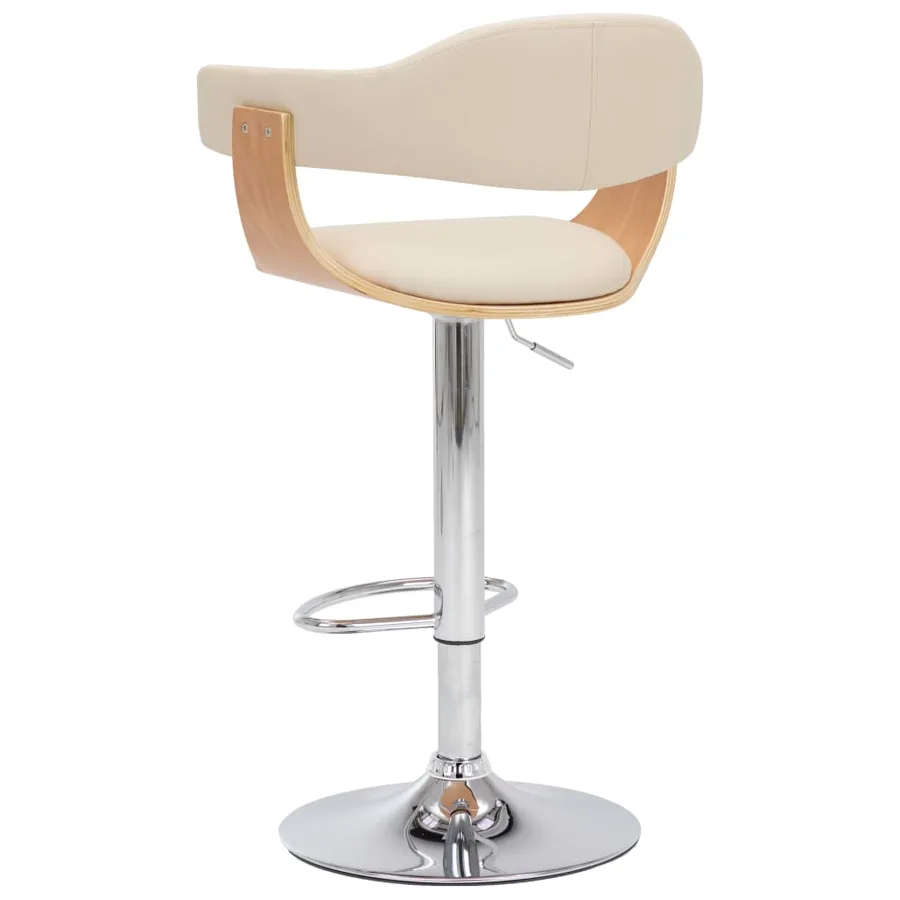 Tabourets de bar lot de 2 crème bois courbé et similicuir - 4