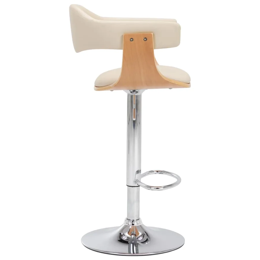 Tabourets de bar lot de 2 crème bois courbé et similicuir - 5