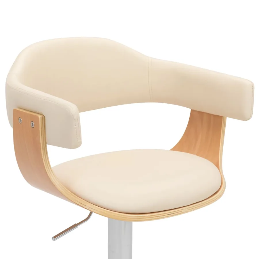 Tabourets de bar lot de 2 crème bois courbé et similicuir - 6