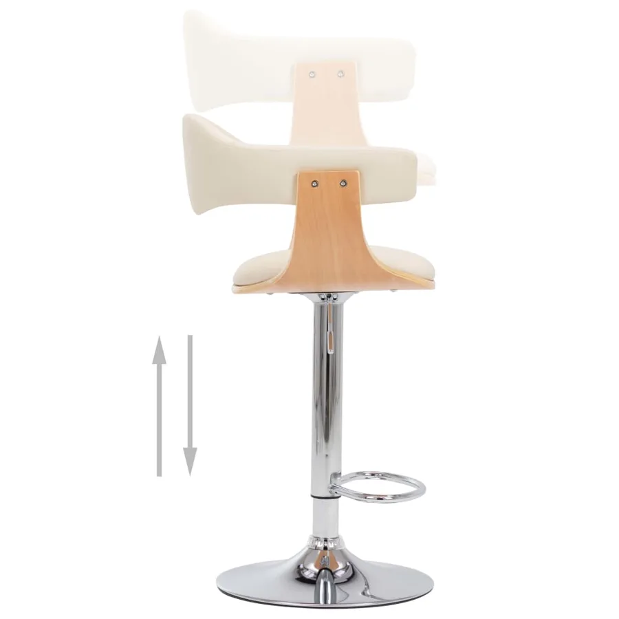 Tabourets de bar lot de 2 crème bois courbé et similicuir - 8