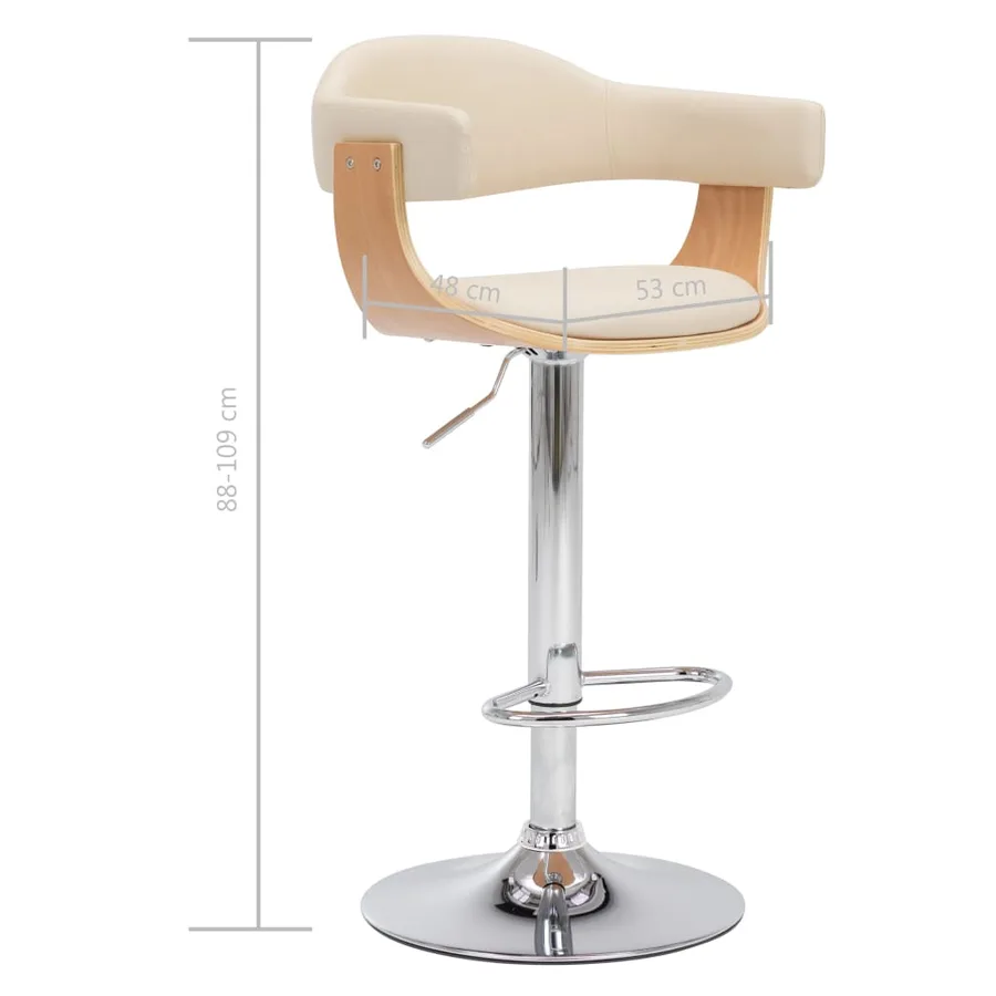 Tabourets de bar lot de 2 crème bois courbé et similicuir - 9