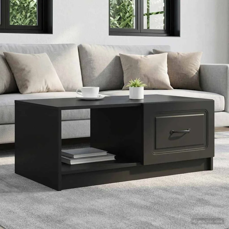 Table basse Noir 90 x 50 x 37 cm Bois d'ingénierie